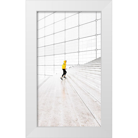 Yellow Jacket On Run. White Modern Wood Framed Art Print by Navailles, Stephane