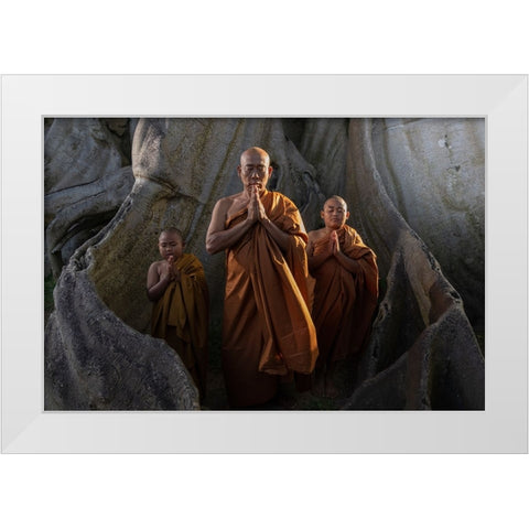 Prayer Together White Modern Wood Framed Art Print by Fifi, Magdalena