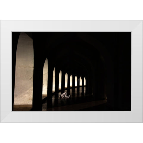 Pray For Allah White Modern Wood Framed Art Print by Alam Khan, Rakibul