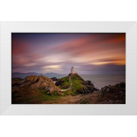 Ynys-Llanddwyn Lighthouse White Modern Wood Framed Art Print by Zhen Yu, James
