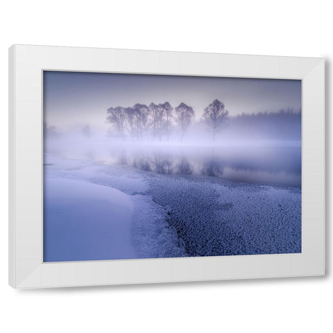 Foggy Northland White Modern Wood Framed Art Print by Hou, Minghao