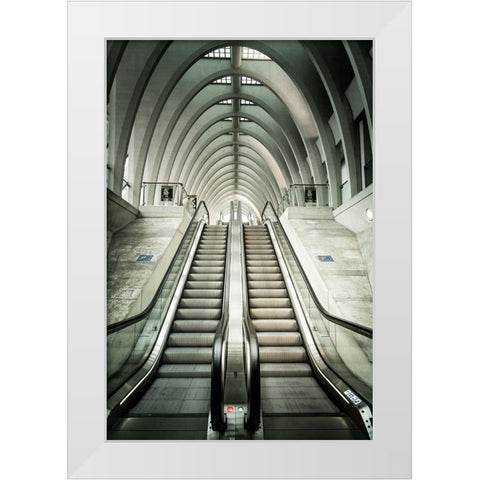 Stairs To... White Modern Wood Framed Art Print by Maja, Mars
