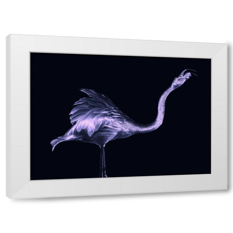 Silver Flamingo White Modern Wood Framed Art Print by Tsikiridis, Georgios