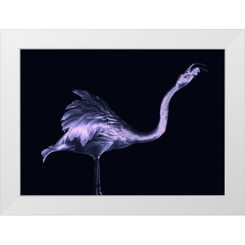 Silver Flamingo White Modern Wood Framed Art Print by Tsikiridis, Georgios
