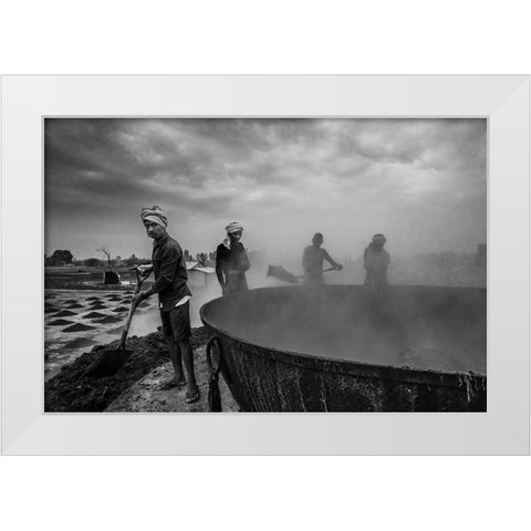 Workers White Modern Wood Framed Art Print by Biswas, Kuntal