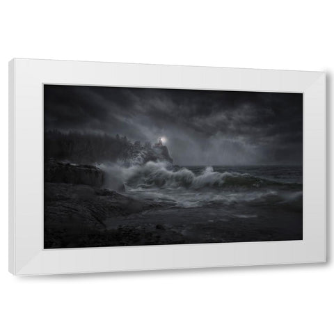 Storm Day White Modern Wood Framed Art Print by Deng, Larry
