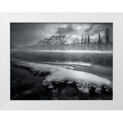 Melting RIVer Flowing By Mountains White Modern Wood Framed Art Print by And Hongchao, Gu