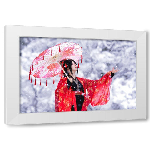 Red Earth White Modern Wood Framed Art Print by Suemasa, Hiroaki