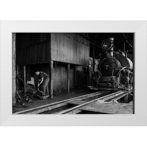 Rail Worker White Modern Wood Framed Art Print by Chakraborty, Sudipta