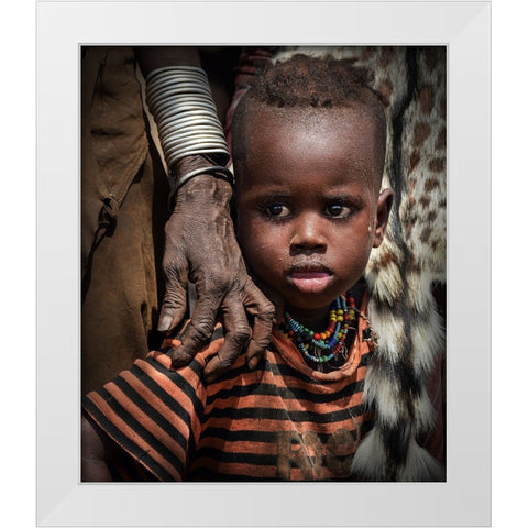 Child Of Dassenech Tribe White Modern Wood Framed Art Print by Perovich, Irene