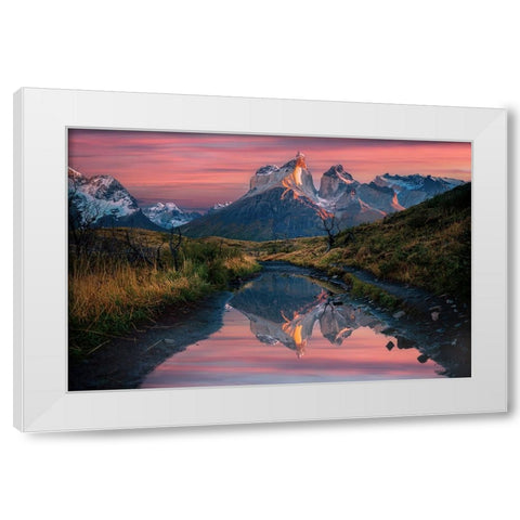 Cuernos Del Paine Sunrise White Modern Wood Framed Art Print by Jin, Jie