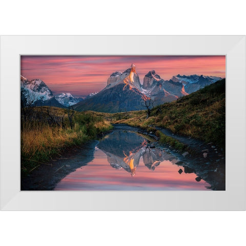 Cuernos Del Paine Sunrise White Modern Wood Framed Art Print by Jin, Jie