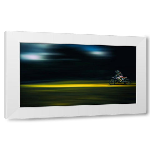 Motocross White Modern Wood Framed Art Print by Ignac, Dusan