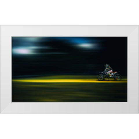 Motocross White Modern Wood Framed Art Print by Ignac, Dusan