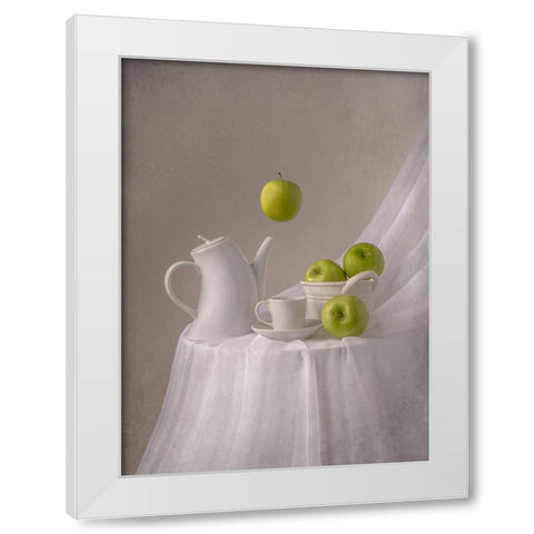 Magic Apples White Modern Wood Framed Art Print by Perfoncio, Margareth