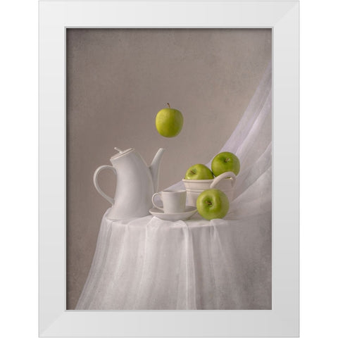 Magic Apples White Modern Wood Framed Art Print by Perfoncio, Margareth
