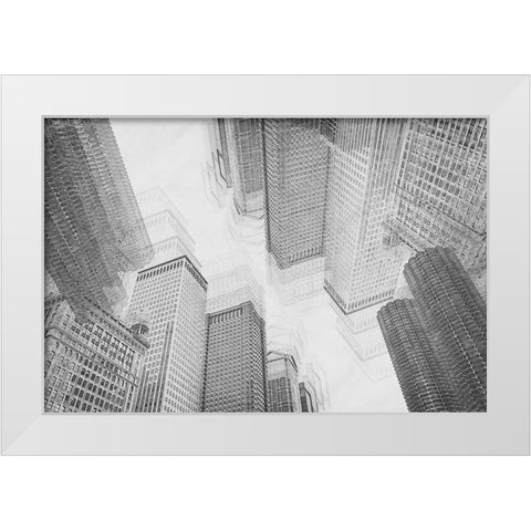 densification of the City White Modern Wood Framed Art Print by Schleicher-Schwarz, Roswitha