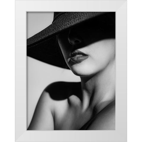 Hat And Shadow White Modern Wood Framed Art Print by Stampfli, Craig