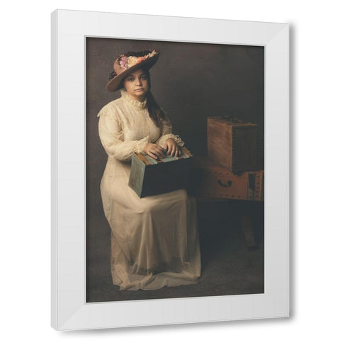 Time Travel White Modern Wood Framed Art Print by Kiral, Cicek