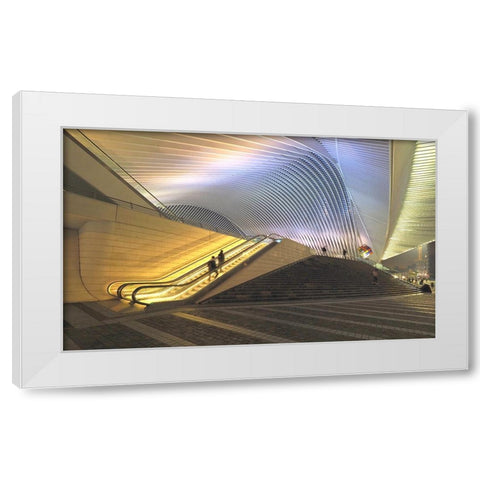 Station Luik ,Werk Van Calatrava White Modern Wood Framed Art Print by Agterhof, Piet