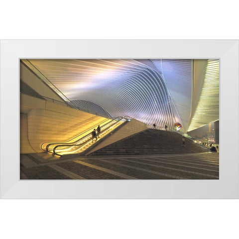Station Luik ,Werk Van Calatrava White Modern Wood Framed Art Print by Agterhof, Piet