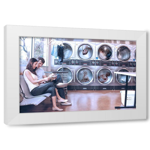 The Washing Room White Modern Wood Framed Art Print by Dan, Ciupureanu