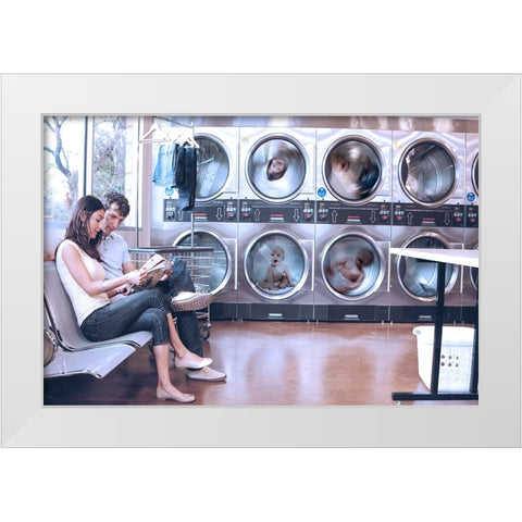 The Washing Room White Modern Wood Framed Art Print by Dan, Ciupureanu