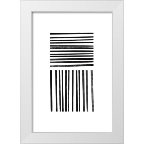 Calming Lines No 1 White Modern Wood Framed Art Print by uplusmestudio