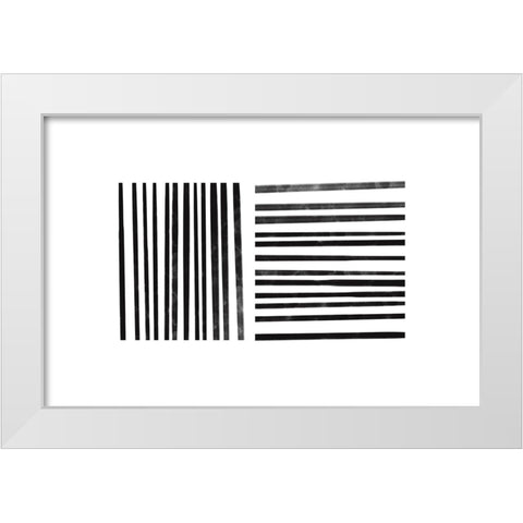 Calming Lines No 1 White Modern Wood Framed Art Print by uplusmestudio
