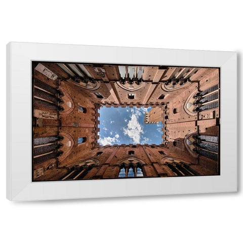 Looking up the Torre del Mangia White Modern Wood Framed Art Print by Echteld, Michael