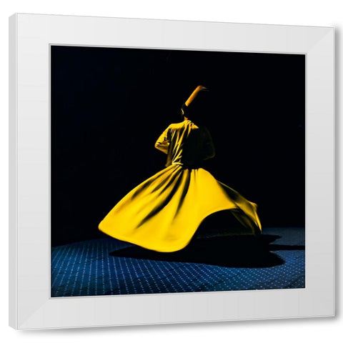 Yellow breaks darkness White Modern Wood Framed Art Print by Ragab, Hesham