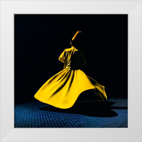 Yellow breaks darkness White Modern Wood Framed Art Print by Ragab, Hesham