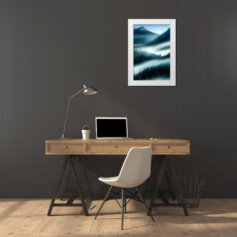 FLY OOVER THE MOUNTAIN White Modern Wood Framed Art Print by Allicot, Manu