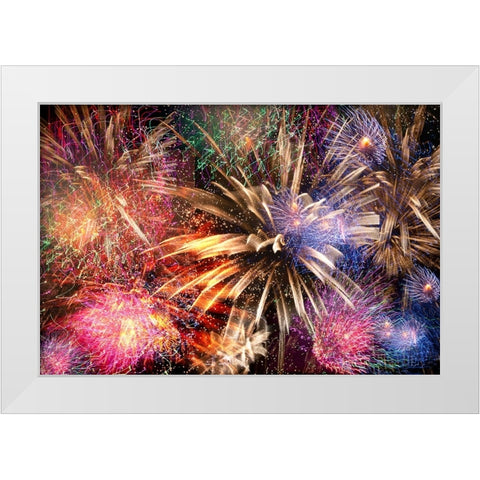 fireworks dance White Modern Wood Framed Art Print by Taneda, Toshio