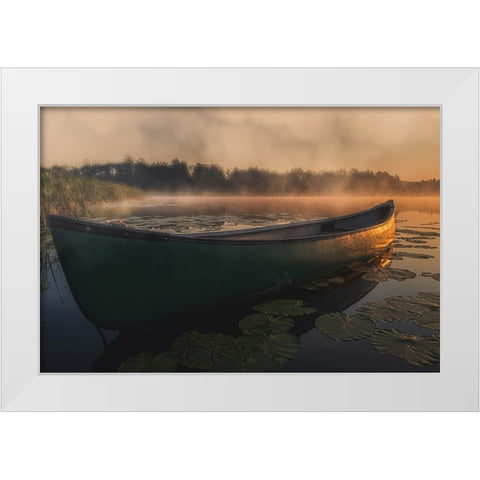 The boat White Modern Wood Framed Art Print by Budyta, Dariusz