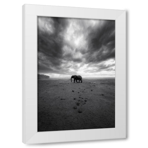 Amboseli White Modern Wood Framed Art Print by Swapnil
