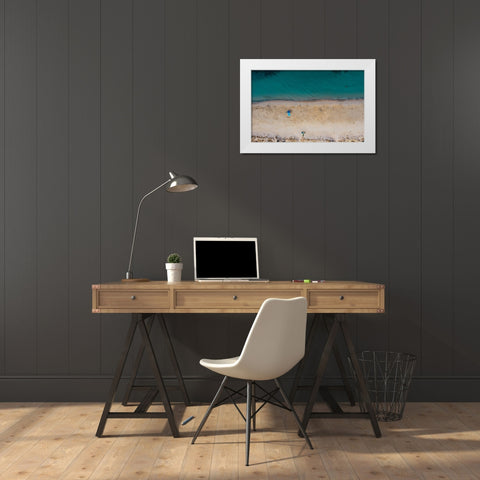 a day at the beach White Modern Wood Framed Art Print by Chiriaco, Carmine