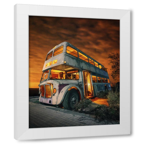 Bus to hell White Modern Wood Framed Art Print by Rodriguez de, Enrique