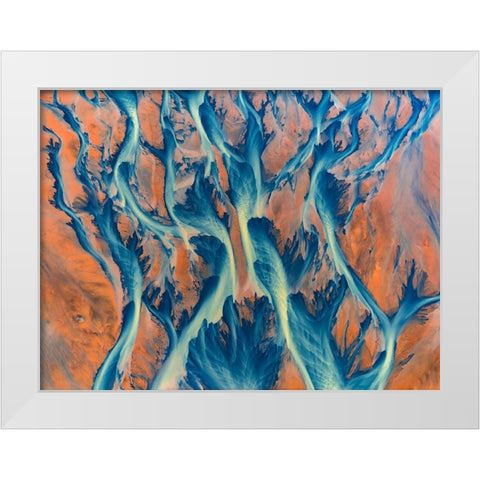 Glacial delta, Iceland White Modern Wood Framed Art Print by Kravanja, Jure