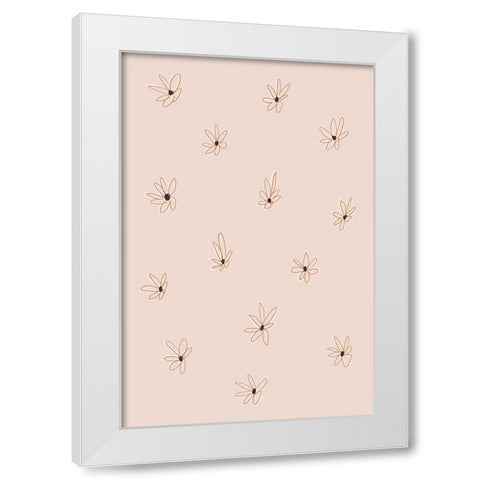 Naive Flowers White Modern Wood Framed Art Print by uplusmestudio