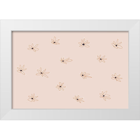 Naive Flowers White Modern Wood Framed Art Print by uplusmestudio