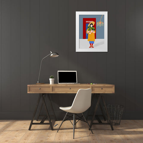 Las flores White Modern Wood Framed Art Print by de Jai, Jota
