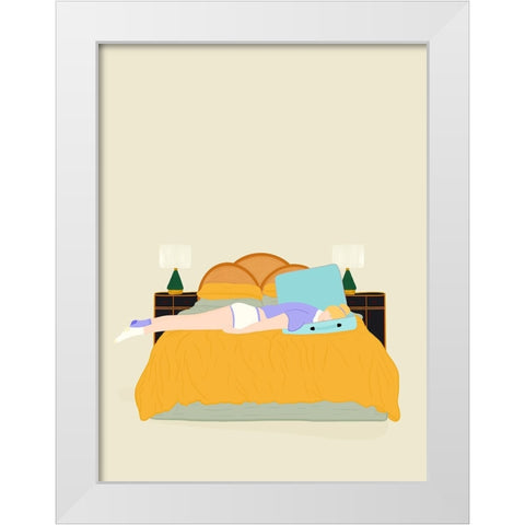 Digital Nomad White Modern Wood Framed Art Print by de Jai, Jota