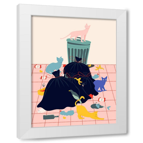 Cats White Modern Wood Framed Art Print by de Jai, Jota