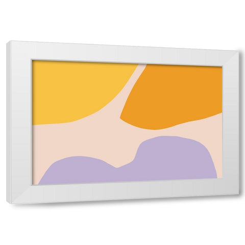 Happy Place White Modern Wood Framed Art Print by uplusmestudio