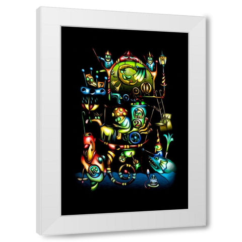A mushroom cabbie-at sea - No. 3 White Modern Wood Framed Art Print by Kulik, Rafal