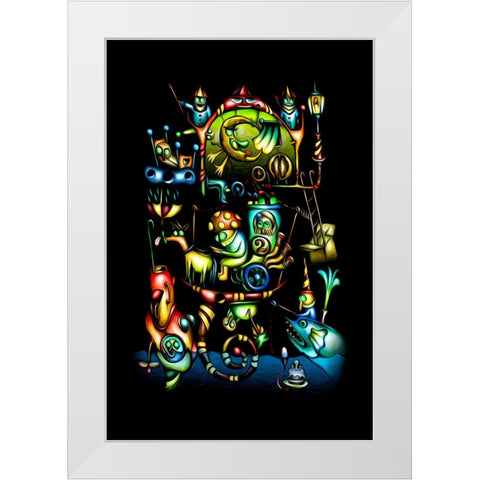 A mushroom cabbie-at sea - No. 3 White Modern Wood Framed Art Print by Kulik, Rafal