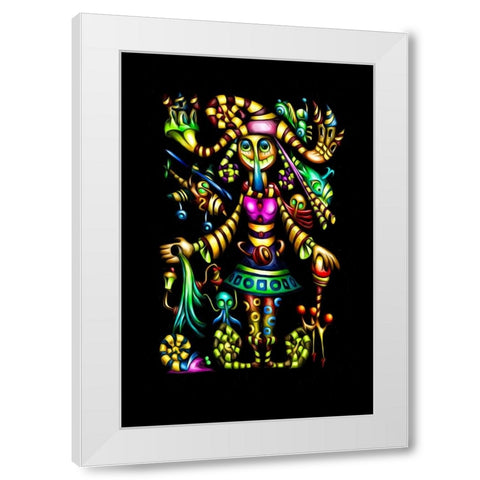 Miss alluring-strange conversation White Modern Wood Framed Art Print by Kulik, Rafal