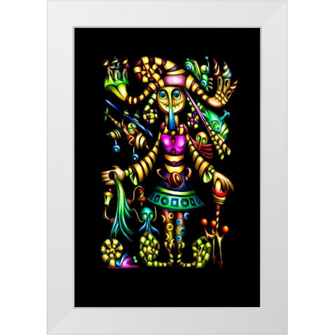 Miss alluring-strange conversation White Modern Wood Framed Art Print by Kulik, Rafal