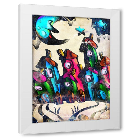 The moon is awake in the city White Modern Wood Framed Art Print by Kulik, Rafal